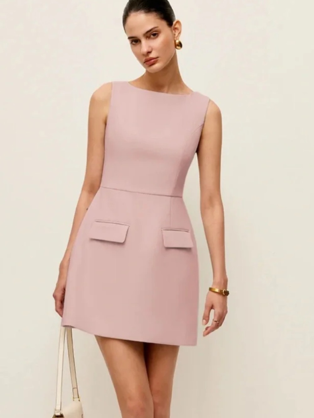 Commense Blush Pink Sleeveless Mini Shift Dress